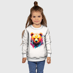 Свитшот детский Мишка в городе: голова медведя на фоне красочного, цвет: 3D-белый — фото 2