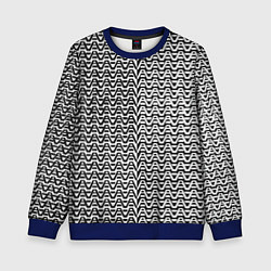Свитшот детский Чёрно-белые волнистые линии, цвет: 3D-синий