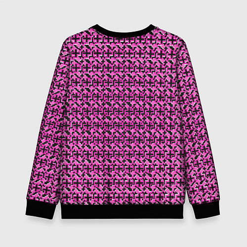 Детский свитшот Чёрные плюсики на розовом фоне / 3D-Черный – фото 2