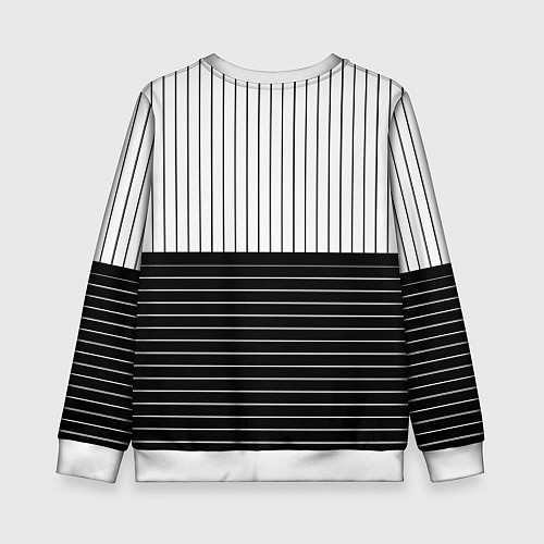 Детский свитшот Полосатый чёрно-белый / 3D-Белый – фото 2