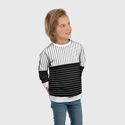 Свитшот детский Полосатый чёрно-белый, цвет: 3D-белый — фото 2
