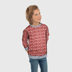 Свитшот детский Белые плюсики на красном фоне, цвет: 3D-меланж — фото 2