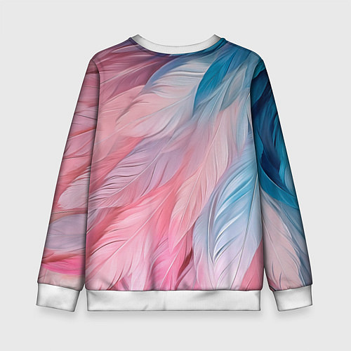 Детский свитшот Пастельно-голубые и розовые перья / 3D-Белый – фото 2