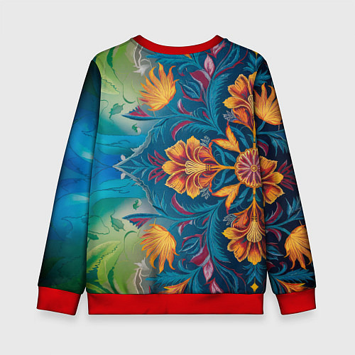 Детский свитшот Батик в традиционном индонезийском стиле / 3D-Красный – фото 2