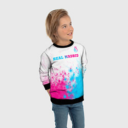 Свитшот детский Real Madrid neon gradient style посередине, цвет: 3D-черный — фото 2