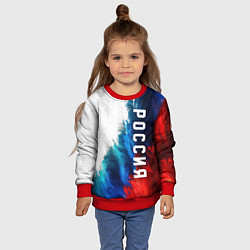 Свитшот детский Россия триколор флаг, цвет: 3D-красный — фото 2