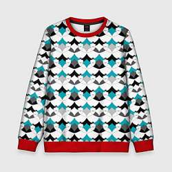Свитшот детский Разноцветный черный голубой с белым геометрический, цвет: 3D-красный