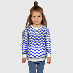 Свитшот детский Black and blue stripes on a white background, цвет: 3D-белый — фото 2