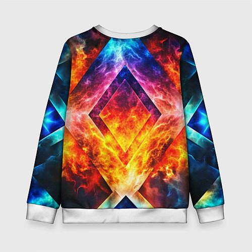 Детский свитшот Красочный неоновый узор с огнем на фоне / 3D-Белый – фото 2