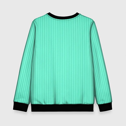 Детский свитшот Светлый бирюзовый в тонкую полоску / 3D-Черный – фото 2