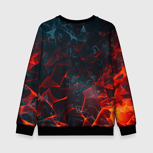 Детский свитшот Темная абстракция с разломом красных плит / 3D-Черный – фото 2