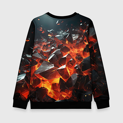 Детский свитшот Взрыв камней в красном неоне / 3D-Черный – фото 2