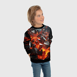 Свитшот детский Взрыв камней в красном неоне, цвет: 3D-черный — фото 2
