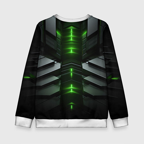 Детский свитшот Герб России и яркий зеленый неон / 3D-Белый – фото 2
