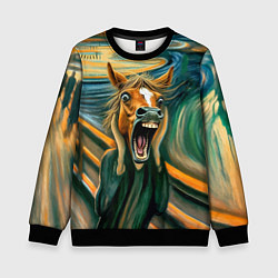 Свитшот детский Лошадь кричит на картине Эдварда Мунка, цвет: 3D-черный