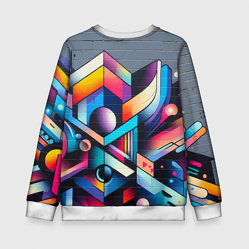 Детский свитшот Геометрическое абстрактное граффити - нейросеть / 3D-Белый – фото 2