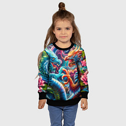 Свитшот детский Противостояние двух драконов - ирезуми, цвет: 3D-черный — фото 2