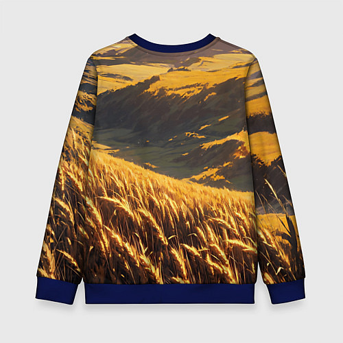 Детский свитшот Пшеничное поле - аниме / 3D-Синий – фото 2