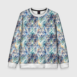 Свитшот детский Паттерн из волков, цвет: 3D-белый
