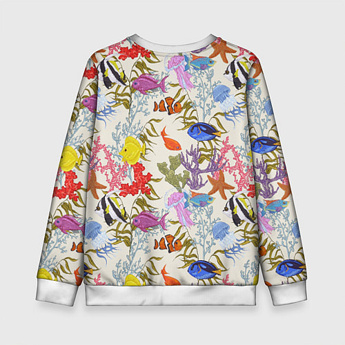 Детский свитшот Морские обитатели моря / 3D-Белый – фото 2