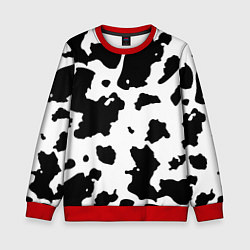 Свитшот детский Черно белый коровий узор, цвет: 3D-красный