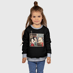 Свитшот детский Мем с котом в японском стиле, цвет: 3D-меланж — фото 2