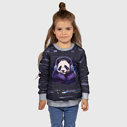 Свитшот детский Панда в наушниках слушает музыку, цвет: 3D-меланж — фото 2