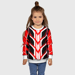 Свитшот детский Красные полосы на чёрно-белом фоне, цвет: 3D-белый — фото 2