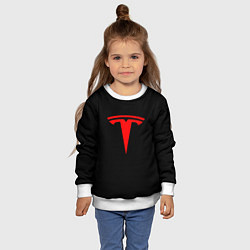 Свитшот детский Tesla red logo, цвет: 3D-белый — фото 2