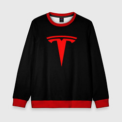 Свитшот детский Tesla red logo, цвет: 3D-красный