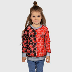Свитшот детский Техно-киберпанк шестиугольники красный и чёрный с, цвет: 3D-меланж — фото 2