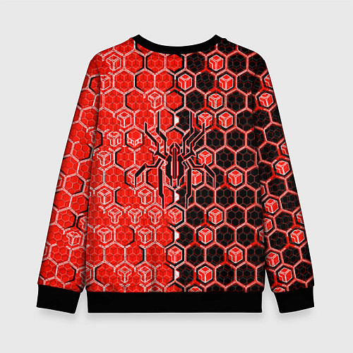 Детский свитшот Техно-киберпанк шестиугольники красный и чёрный с / 3D-Черный – фото 2