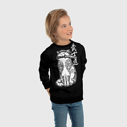 Свитшот детский Кот самурай - вакидзаси в зубах, цвет: 3D-черный — фото 2