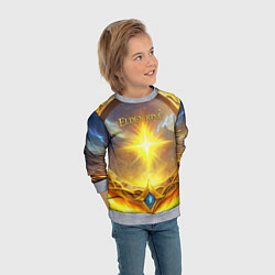 Свитшот детский Elden Ring лого и волшебное золотое кольцо, цвет: 3D-меланж — фото 2