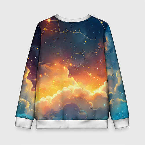 Детский свитшот Котик и космические созвездия / 3D-Белый – фото 2