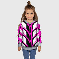 Свитшот детский Чёрно-розовые полосы на белом фоне, цвет: 3D-меланж — фото 2