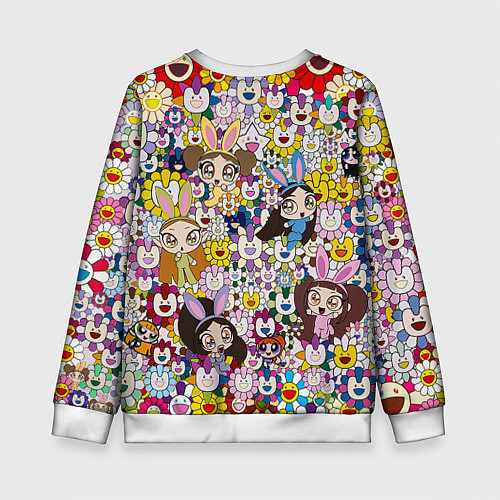 Детский свитшот Right now NewJeans and Takashi Murakami / 3D-Белый – фото 2