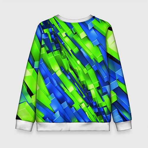 Детский свитшот Сине-зеленые наклонные блоки / 3D-Белый – фото 2