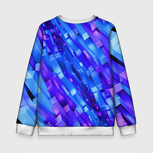 Детский свитшот Сине-фиолетовые наклонные блоки / 3D-Белый – фото 2