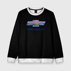 Свитшот детский Chevrolet logo neon, цвет: 3D-белый