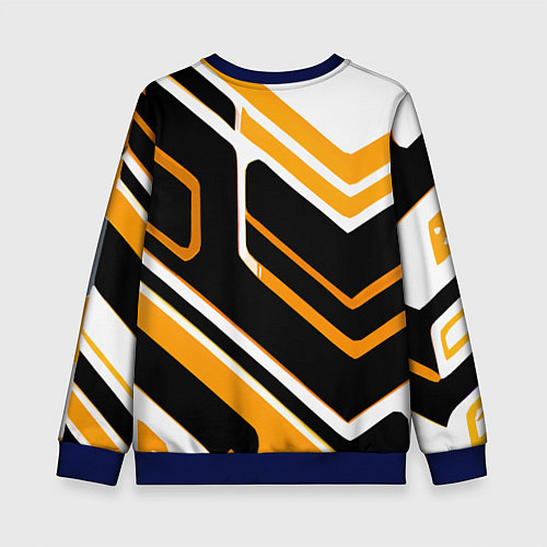 Детский свитшот Чёрно-жёлтые полосы на белом фоне / 3D-Синий – фото 2