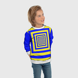 Свитшот детский Квадраты уходящие в даль, цвет: 3D-белый — фото 2