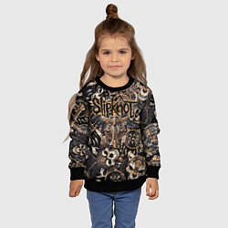 Свитшот детский Slipknot на фоне масок черепов животных, цвет: 3D-черный — фото 2