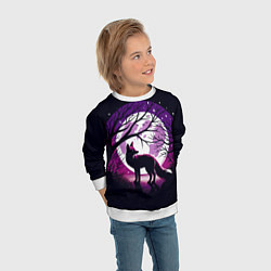 Свитшот детский Лис и лунная ночь, цвет: 3D-белый — фото 2