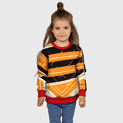 Свитшот детский Чёрно-белые полосы на оранжевом фоне, цвет: 3D-красный — фото 2