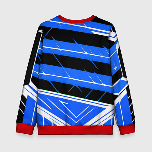 Детский свитшот Чёрно-белые полосы на синем фоне / 3D-Красный – фото 2