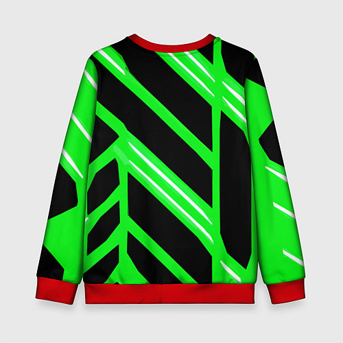 Детский свитшот Чёрно-белые полосы на зелёном фоне / 3D-Красный – фото 2