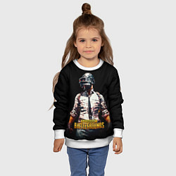 Свитшот детский PUBG игрок на закате черный фон, цвет: 3D-белый — фото 2