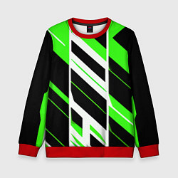 Детский свитшот Black and green stripes on a white background