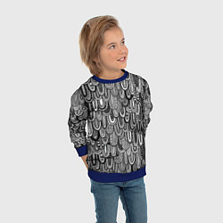 Свитшот детский Абстрактные перья черно - белые, цвет: 3D-синий — фото 2